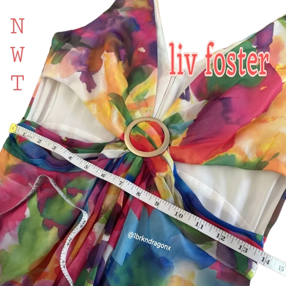 NWT Cut Out Dress Tropical Beach Tye-Die Floral Floor Length Dress A-Line Slit - Picture 12 of 16